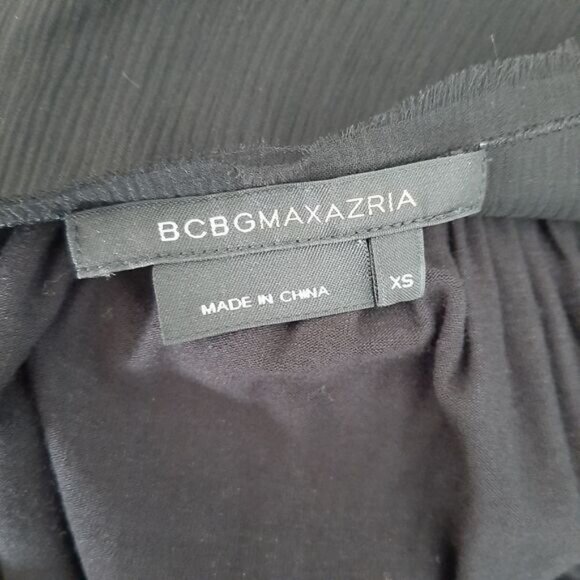 BCBG Max Azria Pleated Defined Waist Knee Length Midi Dress Black Sz XS - Picture 13 of 15